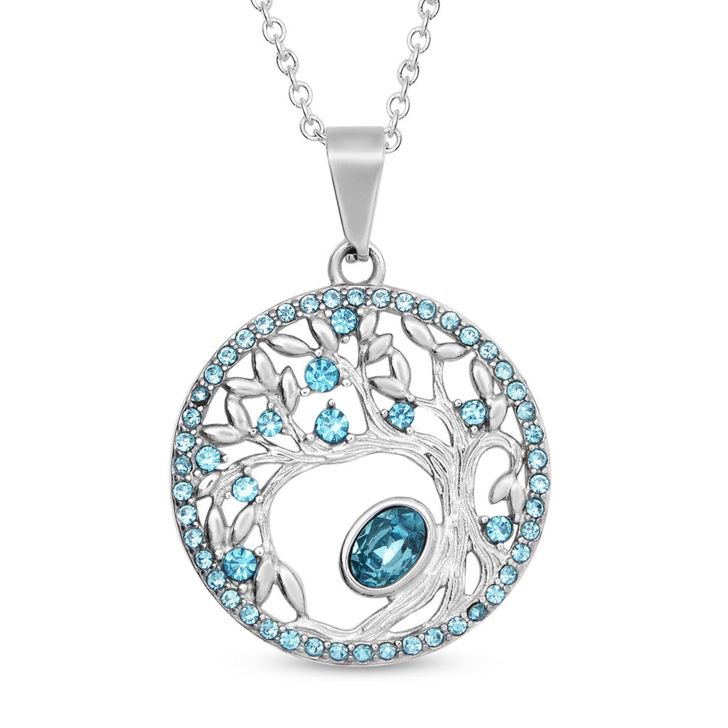 Blauer Kristall-Anhänger mit Kette, reiner Edelstahl