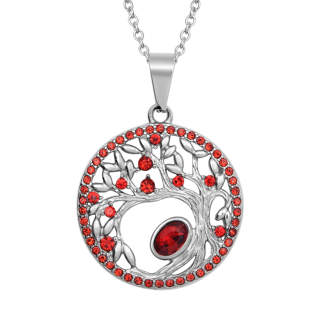 Roter Kristall-Anhänger mit Kette, reiner Edelstahl