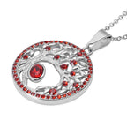 Roter Kristall-Anhänger mit Kette, reiner Edelstahl