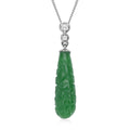 Grüner Jade und Zirkon-Anhänger mit Kette - 7,74 ct.