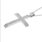Weißer Kristall Kreuz-Anhänger mit Kette, silberfarben 10.00 ct