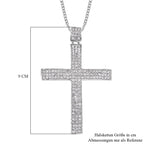 Weißer Kristall Kreuz-Anhänger mit Kette, silberfarben 10.00 ct