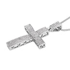 Weißer Kristall Kreuz-Anhänger mit Kette, silberfarben