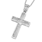 Weißer Kristall Kreuz-Anhänger mit Kette, silberfarben