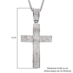 Weißer Kristall Kreuz-Anhänger mit Kette, silberfarben