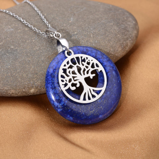 Lapislazuli-Anhänger mit Kette, Edelstahl ca. 40,00 ct