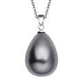 Tahitianischer Muschelkernperlen-Anhänger mit Kette, 925 Silber rhodiniert und Edelstahl