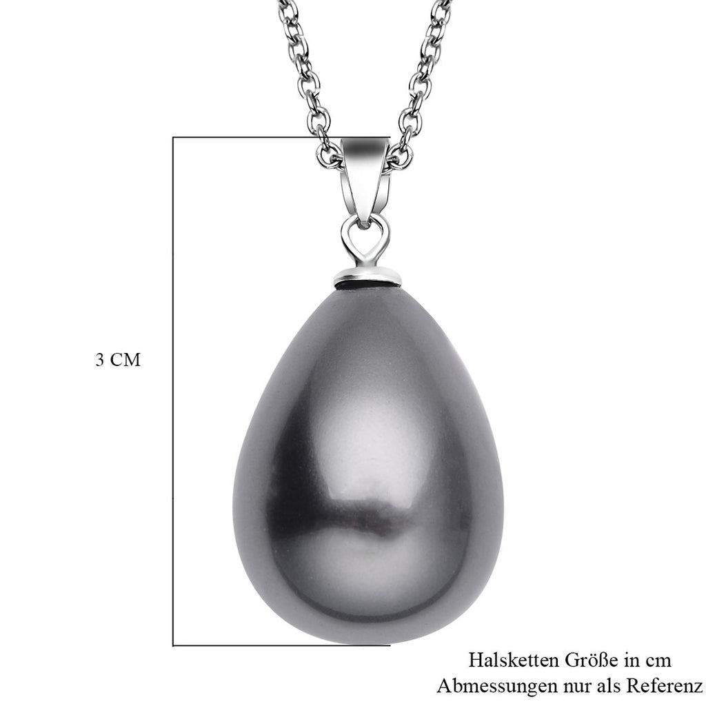 Tahitianischer Muschelkernperlen-Anhänger mit Kette, 925 Silber rhodiniert und Edelstahl