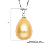 Goldener Muschelkernperlen-Anhänger mit Kette, 925 Silber rhodiniert und Edelstahl