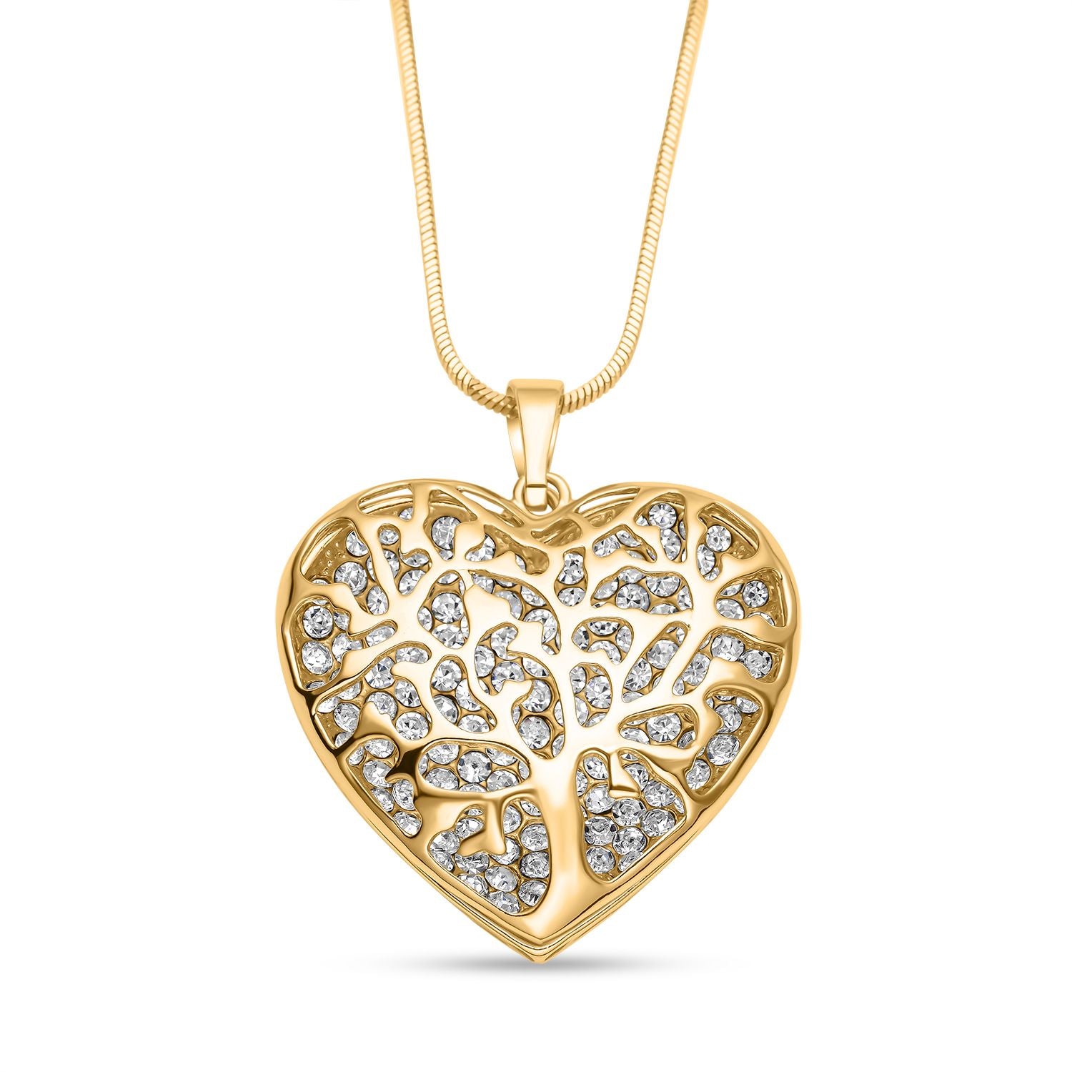 Weißer Kristall Anhänger mit Kette, goldfarben