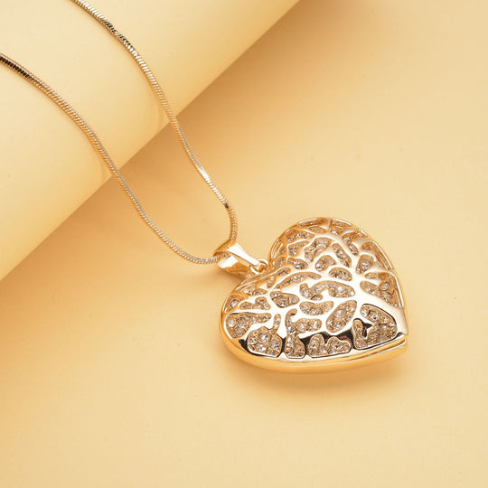 Weißer Kristall Anhänger mit Kette, goldfarben