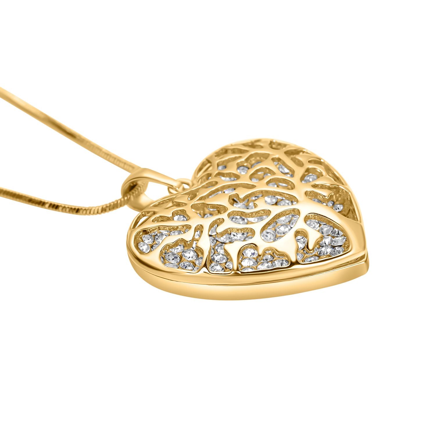 Weißer Kristall Anhänger mit Kette, goldfarben