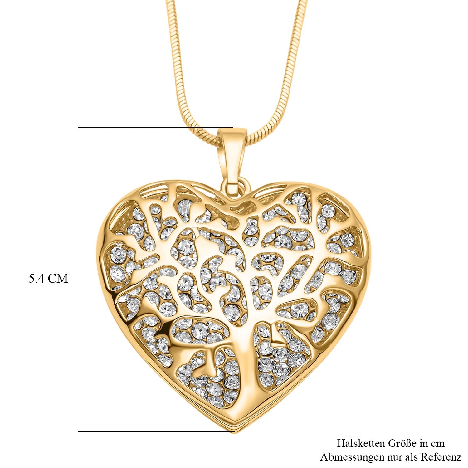 Weißer Kristall Anhänger mit Kette, goldfarben