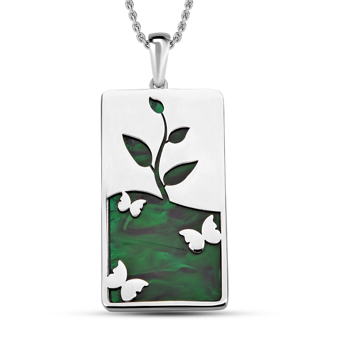 Grüner Edelstahl-Anhänger mit Kette, reiner Edelstahl ca. 5,00 ct