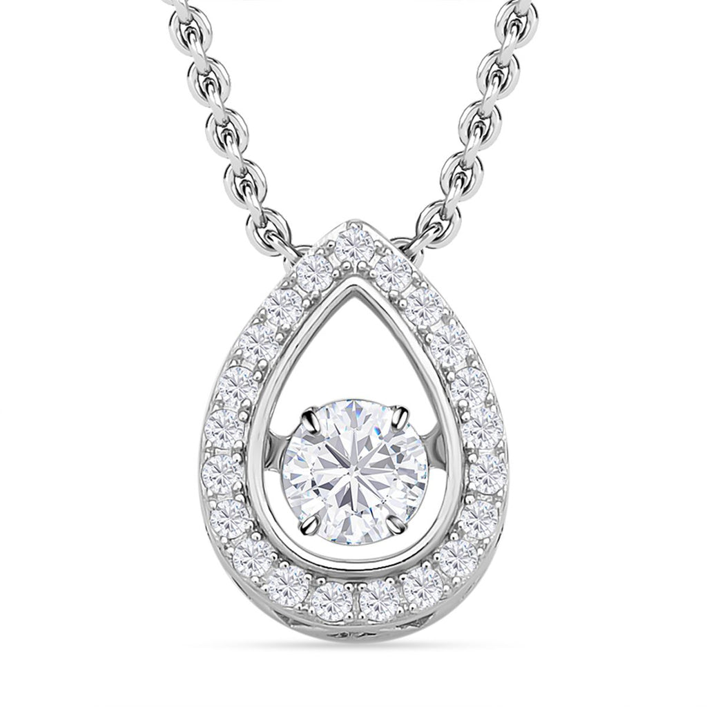 Weißer Zirkonia-Anhänger mit Edelstahl-Kette, 925 Silber rhodiniert ca. 1,15 ct