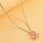 Weißer Zirkonia-Anhänger mit Edelstahl-Kette, 925 Silber rosévergoldet ca. 0,60 ct