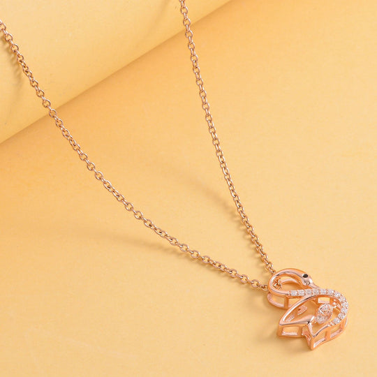 Weißer Zirkonia-Anhänger mit Edelstahl-Kette, 925 Silber rosévergoldet ca. 0,60 ct