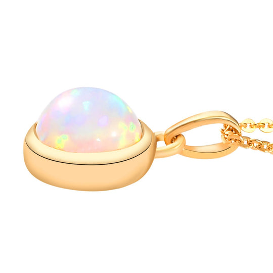 Natürlicher, äthiopischer Welo Opal-Anhänger mit Kette, 925 Silber Gelbgold Vermeil ca. 1,30 ct
