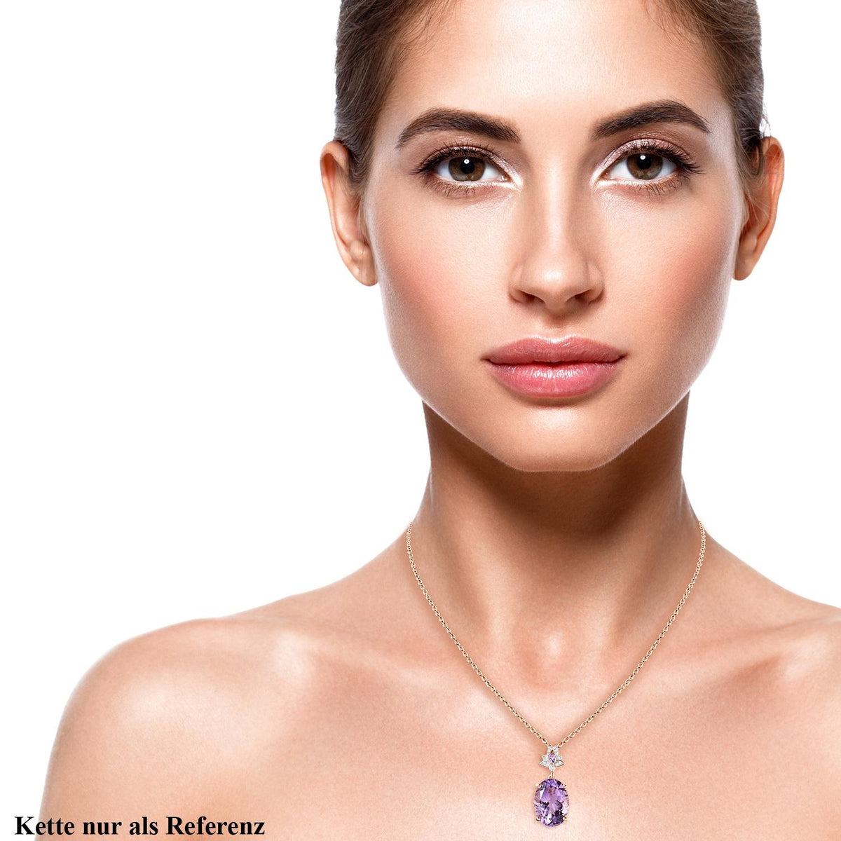 Rose De France Amethyst-Anhänger mit Kette, 925 Silber rosévergoldet ca. 11,68 ct