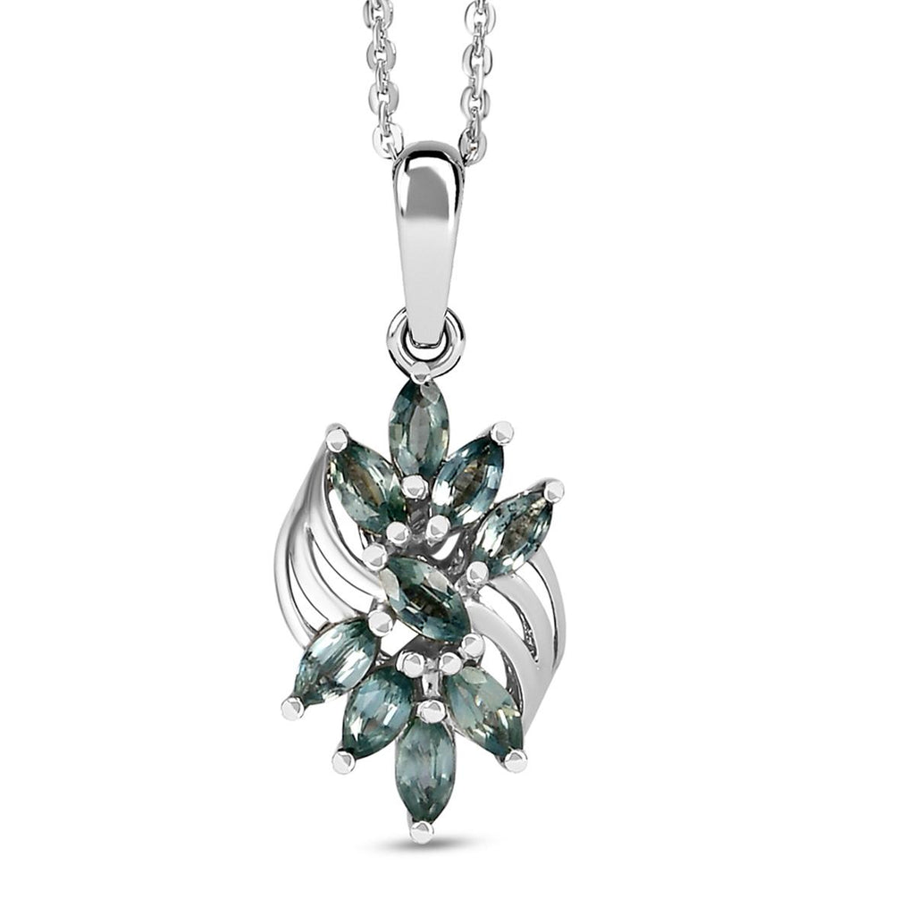 Montana Pfau Saphir-Anhänger mit Kette, 925 Silber platiniert ca. 0,95 ct