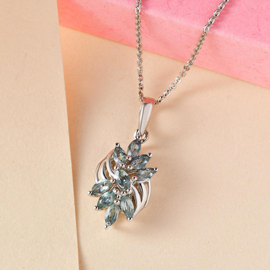 Montana Pfau Saphir-Anhänger mit Kette, 925 Silber platiniert ca. 0,95 ct