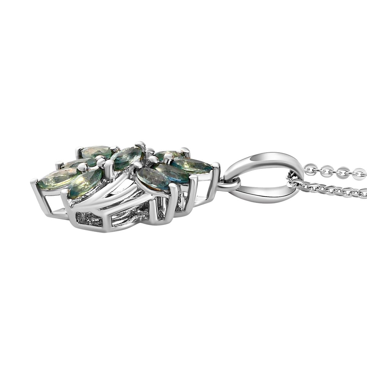Montana Pfau Saphir-Anhänger mit Kette, 925 Silber platiniert ca. 0,95 ct