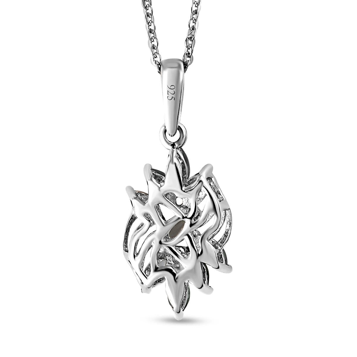 Montana Pfau Saphir-Anhänger mit Kette, 925 Silber platiniert ca. 0,95 ct
