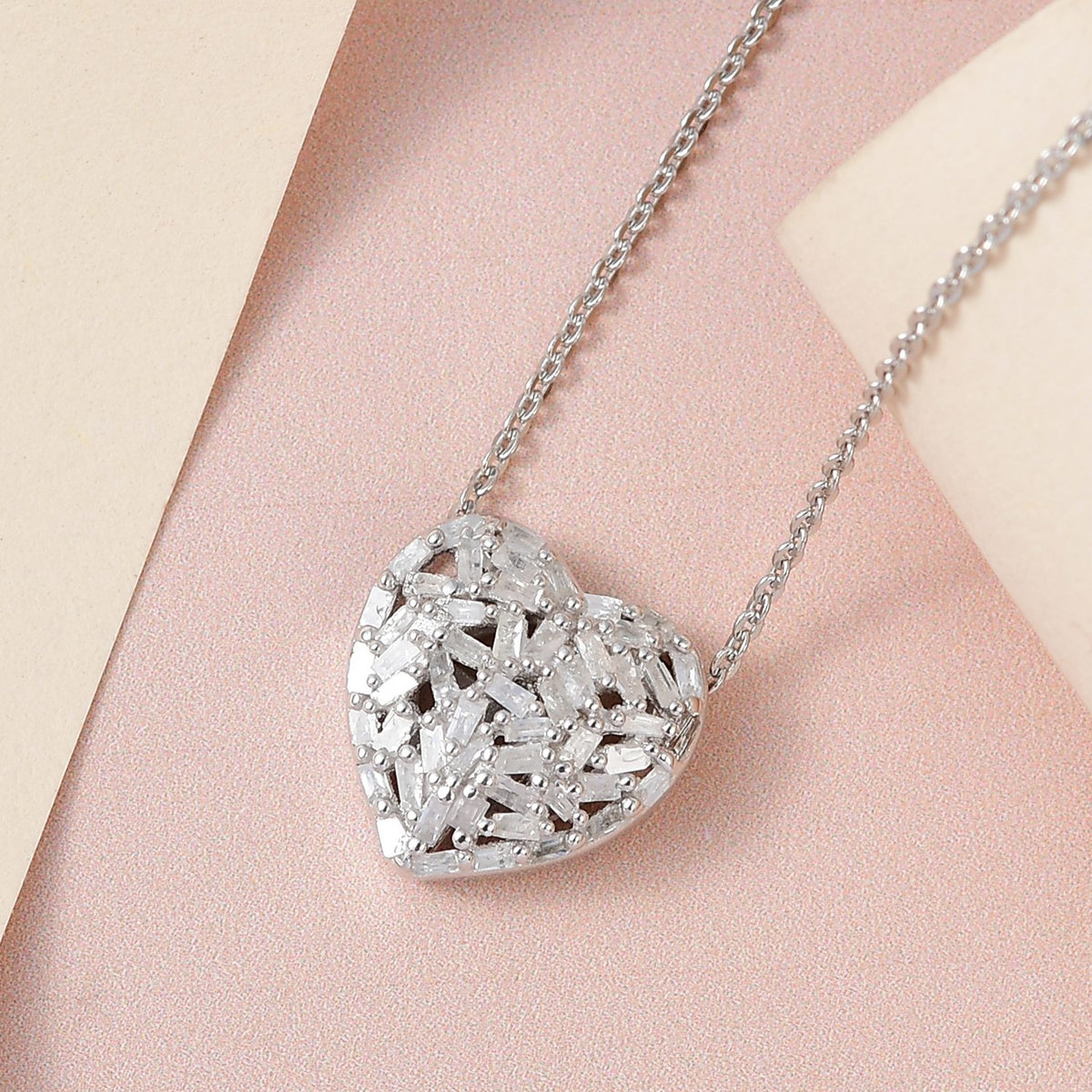 GP Amore-Kollektion - Weißer Diamant-Anhänger mit Kette, 925 Silber platiniert ca. 0.33 ct