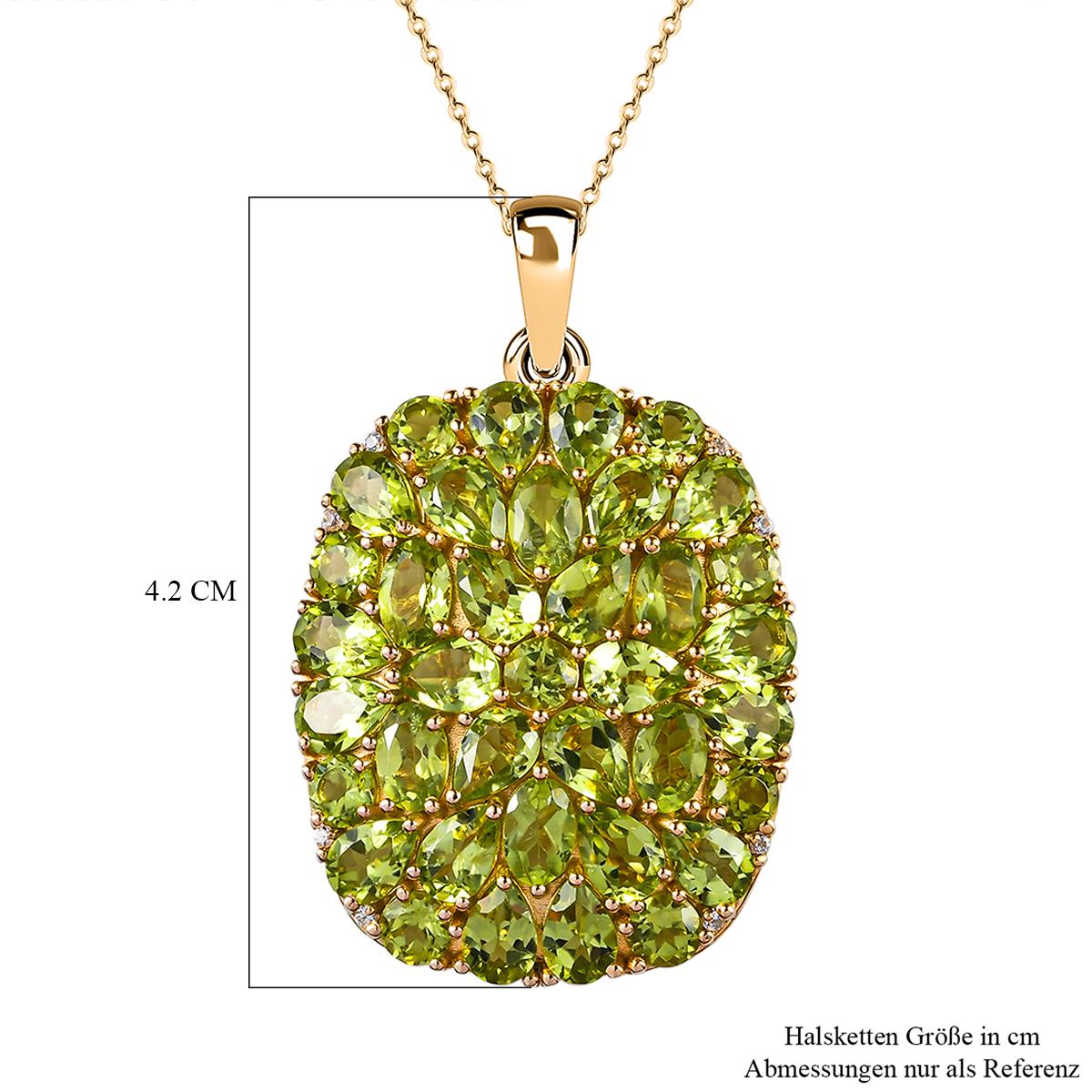 Natürlicher Peridot-Anhänger mit Kette, 925 Silber vergoldet ca. 15.45 ct