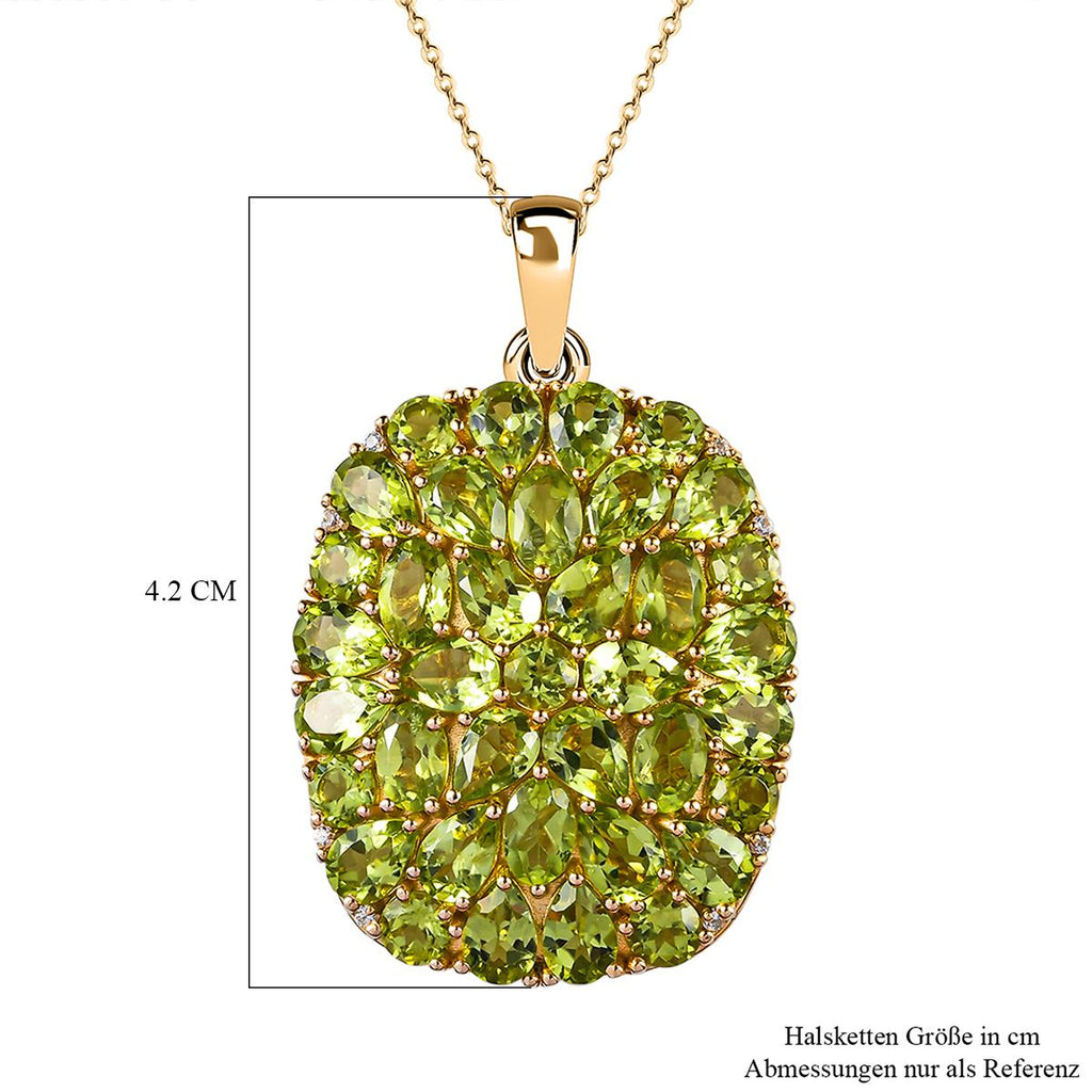 Natürlicher Peridot-Anhänger mit Kette, 925 Silber vergoldet ca. 15.45 ct