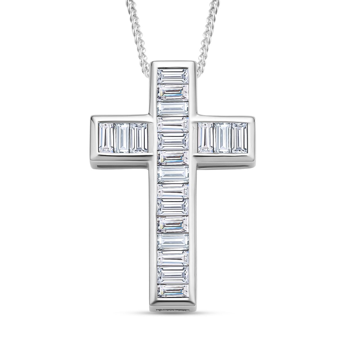Moissanit Kreuz-Anhänger mit Kette, 925 Silber rhodiniert ca. 2.30 ct