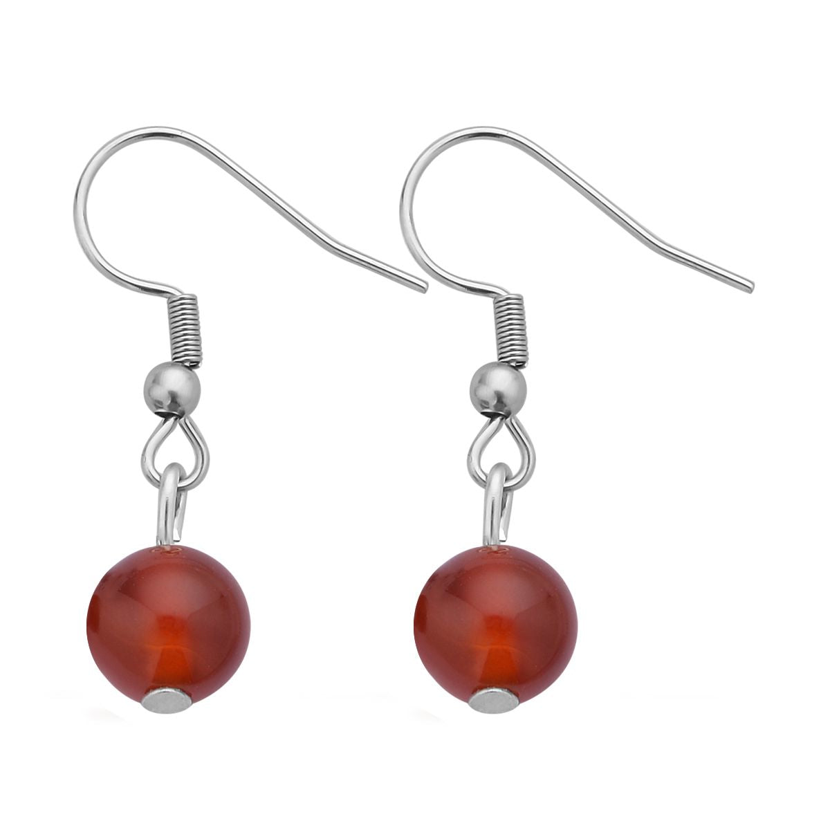3er Set - Rote Achat Halskette, Armband und Ohrringe, 316L Edelstahl ca. 323.50 ct