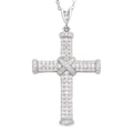 Weißer Zirkon Kreuz-Anhänger mit Kette, 925 Silber rhodiniert ca. 0.51 ct