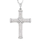 Weißer Zirkon Kreuz-Anhänger mit Kette, 925 Silber rhodiniert ca. 0.51 ct
