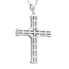 Weißer Zirkon Kreuz-Anhänger mit Kette, 925 Silber rhodiniert ca. 0.51 ct