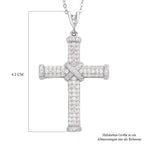 Weißer Zirkon Kreuz-Anhänger mit Kette, 925 Silber rhodiniert ca. 0.51 ct
