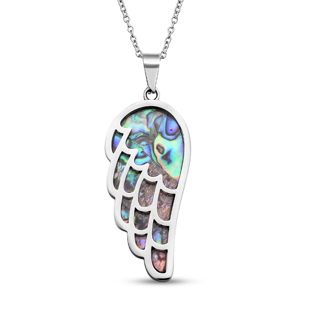 Abalone Muschel Anhänger mit Kette, Edelstahl emailliert ca. 10.00 ct