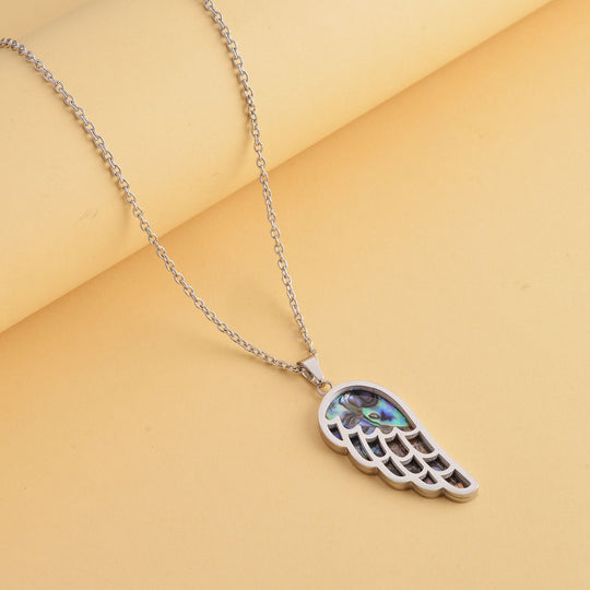 Abalone Muschel Anhänger mit Kette, Edelstahl emailliert ca. 10.00 ct