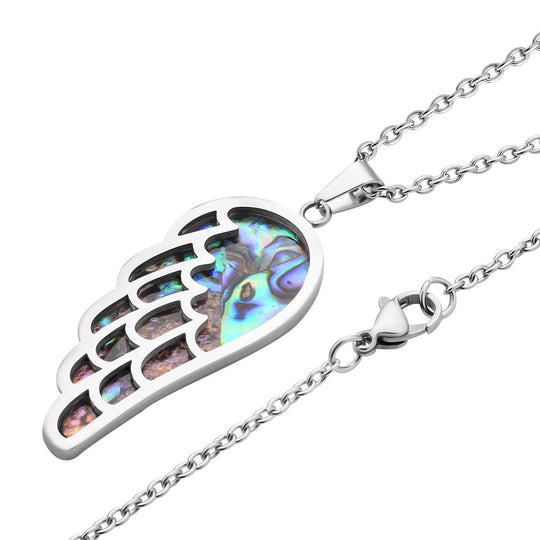 Abalone Muschel Anhänger mit Kette, Edelstahl emailliert ca. 10.00 ct