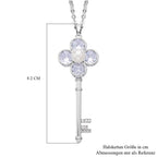 Weißer Zirkonia und weißer Kristall Schlüssel-Anhänger mit Kette, ca. 4.30 ct