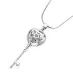 Weißer Zirkonia und weißer Kristall Schlüssel-Anhänger mit Kette, Silberfarben