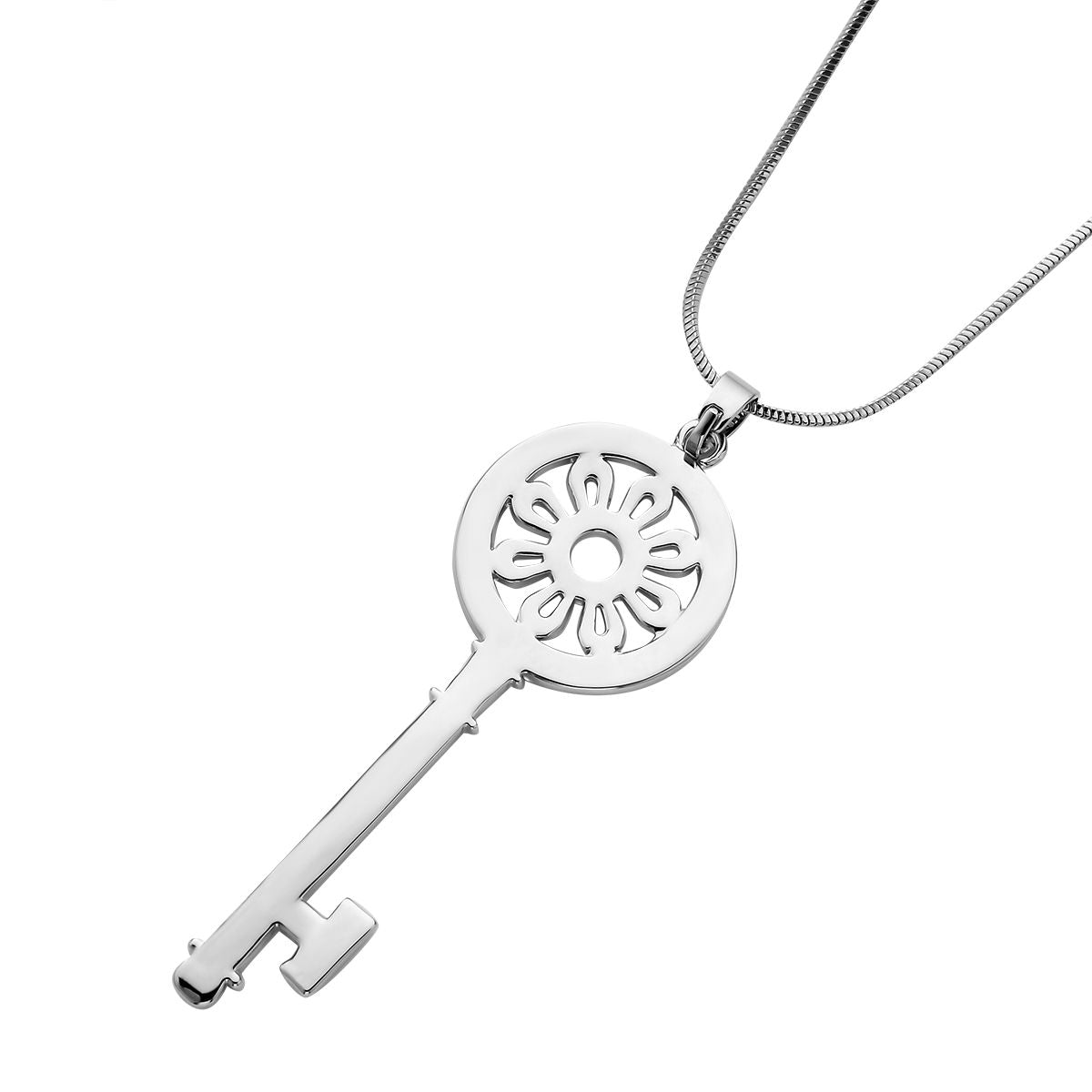 Zirkonia Schlüssel-Anhänger mit Kette, silberfarben