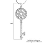Zirkonia Schlüssel-Anhänger mit Kette, silberfarben