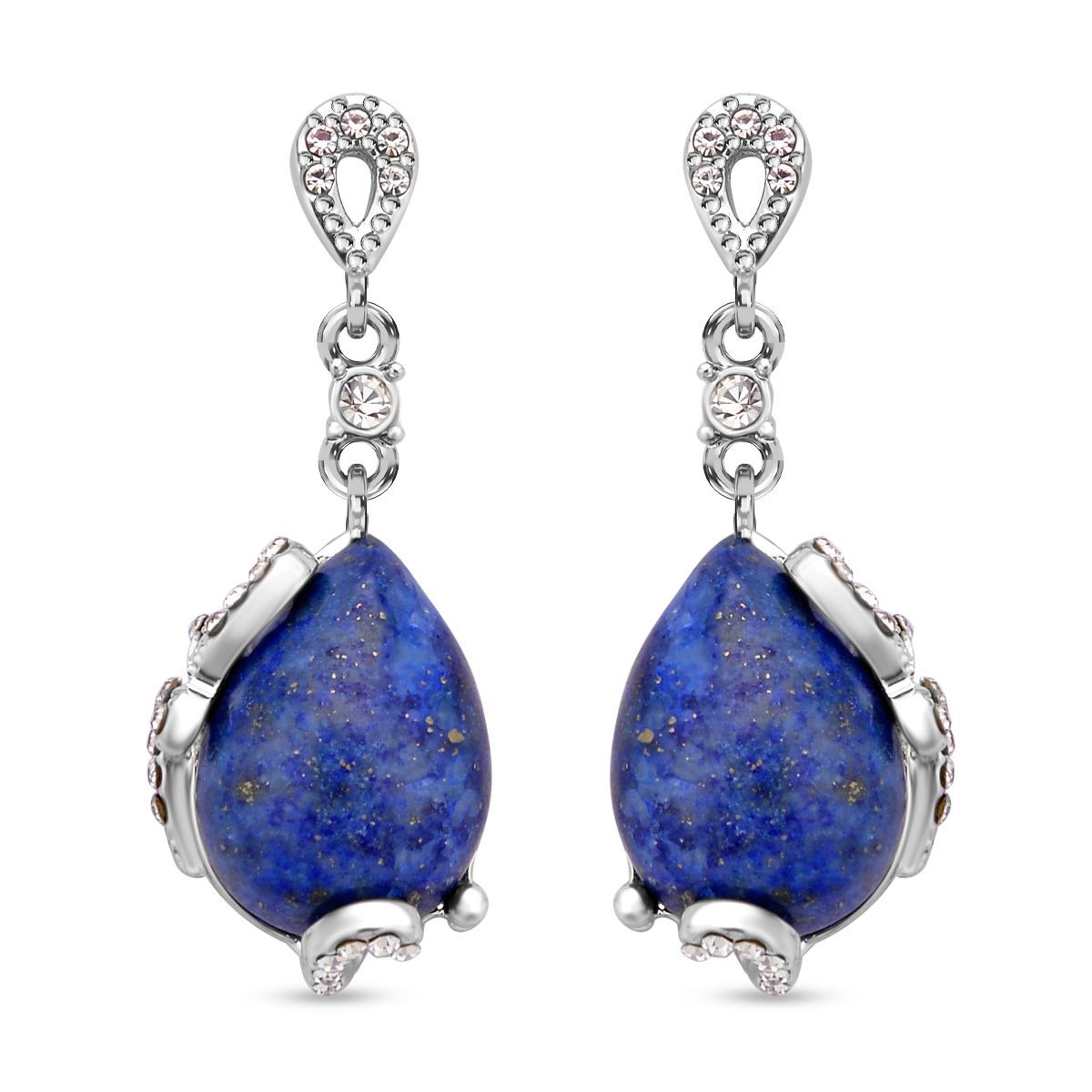 2er Set, Lapislazuli Ohrringe und Anhänger mit Kette, ca. 14.00 ct