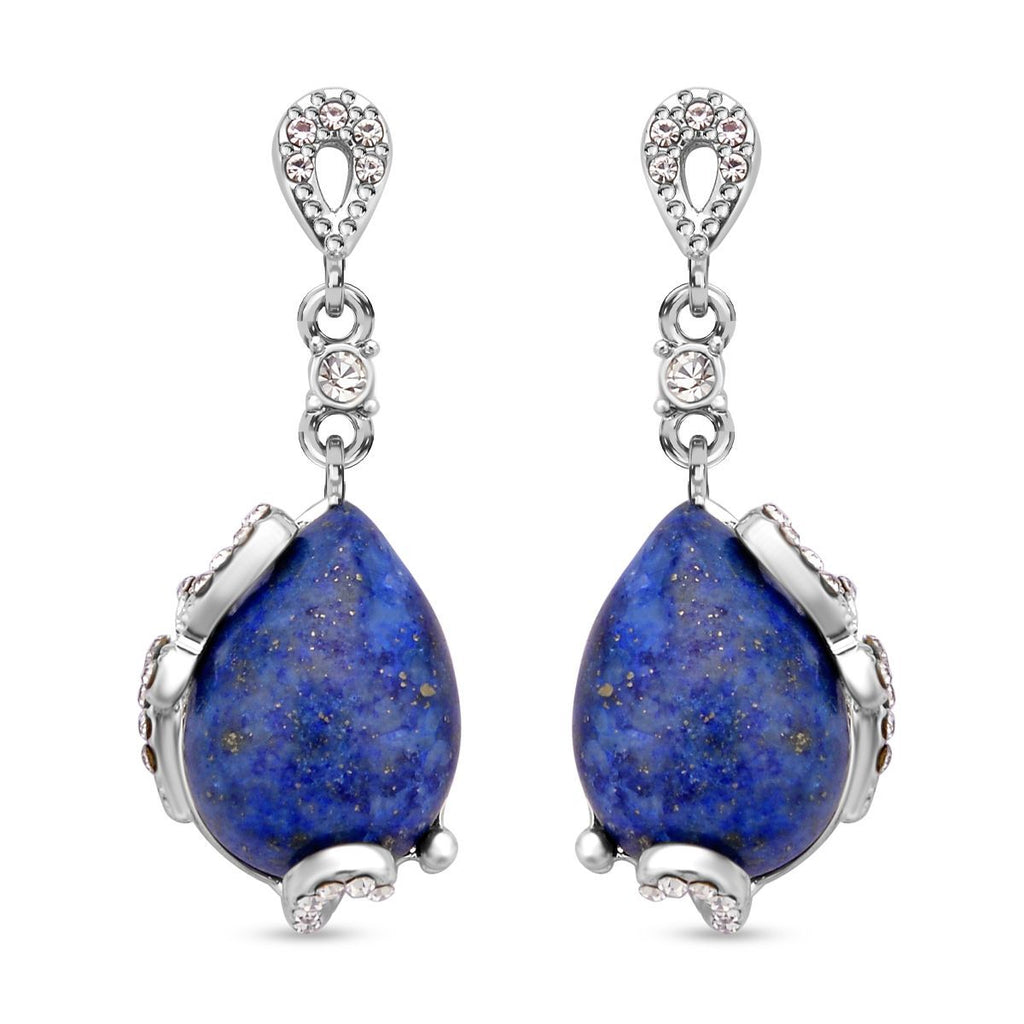2er Set, Lapislazuli Ohrringe und Anhänger mit Kette, ca. 14.00 ct