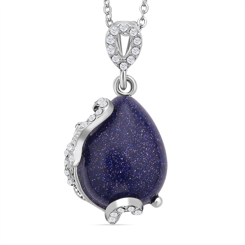 2er Set, Blaue Sandstein Ohrringe und Anhänger mit Kette, ca. 14.00 ct