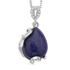 2er Set, Blaue Sandstein Ohrringe und Anhänger mit Kette, ca. 14.00 ct