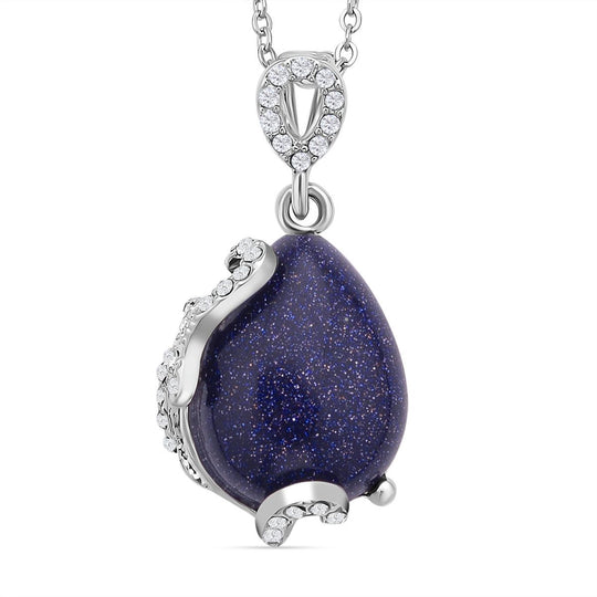 2er Set, Blaue Sandstein Ohrringe und Anhänger mit Kette, ca. 14.00 ct