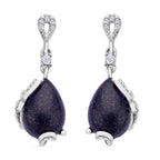 2er Set, Blaue Sandstein Ohrringe und Anhänger mit Kette, ca. 14.00 ct