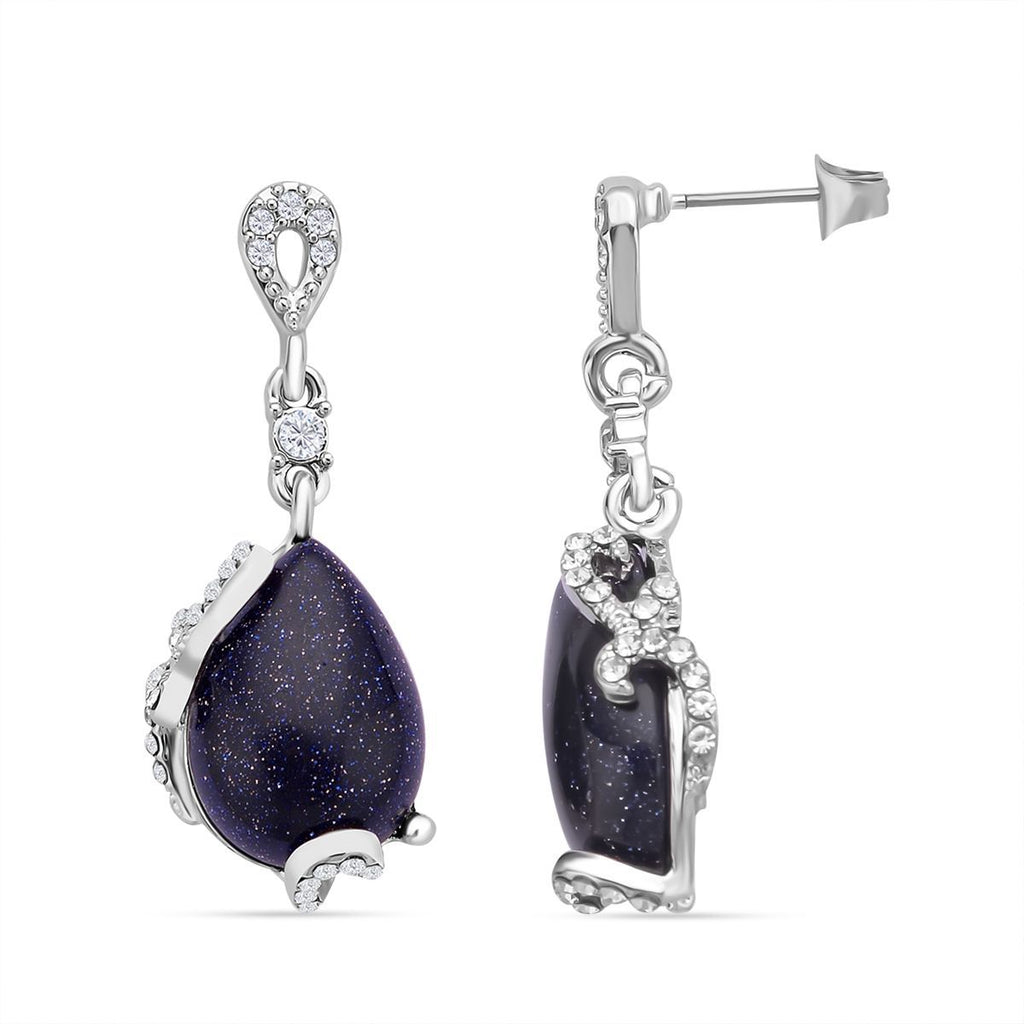2er Set, Blaue Sandstein Ohrringe und Anhänger mit Kette, ca. 14.00 ct